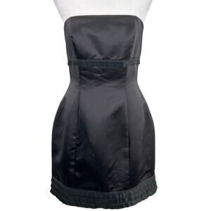 BARI JAY Strapless Fitted Black Mini Dress Size 10 Waist Banding